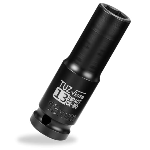 1/2 Inch Drive 13mm Deep Metric 6 Point CR-MO Impact Socket | Radius Corner Design,Square Chamfered Opening,Axle Nut Impact Grade Socket for Easy Removal - size: 1/2” Drive 13mm Deep, style: 1/2" Drive Deep Socket