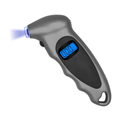 KVAEY Digital Tire Pressure Gauge, 150 PSI 4 Settings Accurate Tire Gauge with Non-Slip Grip, Backlight LCD Tire Pressure Gauge Reader Checker Tool for Car Truck Bicycle Motorcycle (Gray) - color: Gray