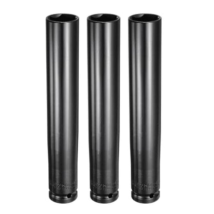 HARFINGTON 3pcs 6-Point Deep Impact Socket 1/2" Drive 24mm Metric Socket 8" (205mm) Extra Long Heat-Treated 45# Steel for Home Auto Spindle Axle Hex Nuts Bolts Repair, Black - size: 24mm + 8" Long