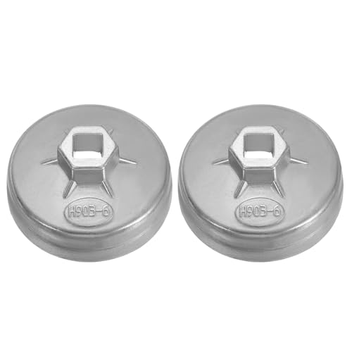 HARFINGTON 2pcs Oil Filter Cap Wrench 12 Flute 82.5 x 41 x 75mm (WxHxID) 1/2" Square Drive Aluminum Cup Type Drive Metric Oil Filter Socket Removal Tool for Engine Conduit Fittings - size: 12 Flute 82.5 x 41 x 75mm