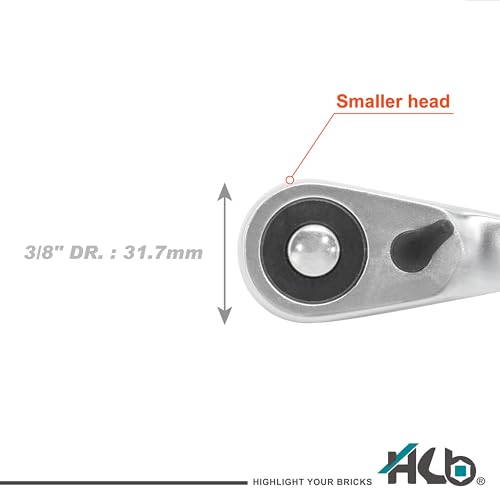 HB 32-Piece 3/8" Drive Socket Set AKX009-U, 120-Tooth Teardrop Offset Ergonomic Ratchet with Quick Release, Chrome Vanadium Steel Sockets, Micro-Chrome Finish, Portable Rack, Made in Taiwan - size: ‎32PC 3/8" DR. (120T)