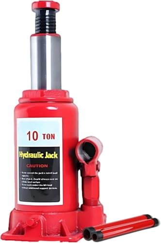 Hydraulic Welded Bottle Jack, Welded Hydraulic Car Bottle Jack Red Heavy Duty Bottle Jacks for Auto Repair House Lift (10T)