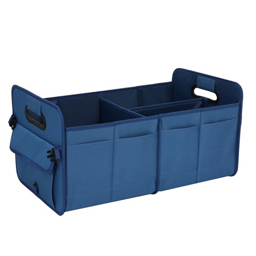 AOKJOY Car Trunk Organizer Car Storage Organizer Collapsible Multi Compartment Car Organizer Adjustable Straps Car Organizer for SUV(Slate Blue) - color: SlateBlue