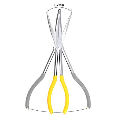 SPEEDWOX Long Reach 45 Degree Needle Nose Pliers 11 Inches Bent Long Nose Pliers Serrated Jaws - style: 45°