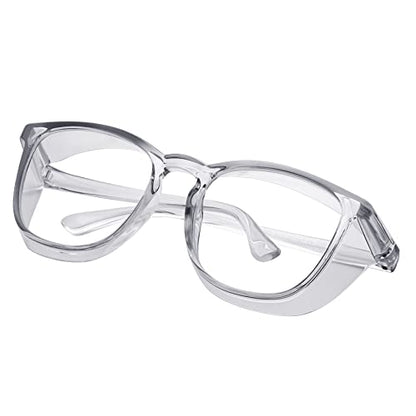 Safety glasses Goggles Nurses Protective Eyewear - Anti Fog Square Frame Stylish Clear Glasses for Women Men - color: A13-grey