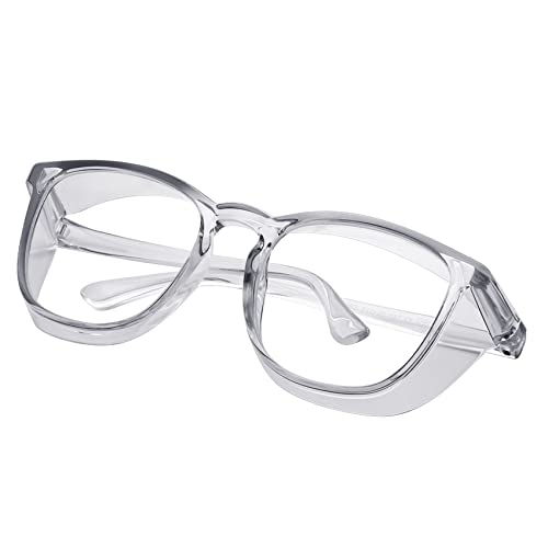 Safety glasses Goggles Nurses Protective Eyewear - Anti Fog Square Frame Stylish Clear Glasses for Women Men - color: A13-grey
