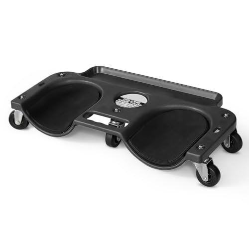 Magshion Knee Creeper on Wheels, Rolling Knee Pads with 5 Swivel Castors for Garage Workshop, Auto Repairing and Garden, 10x20 Inch Knee Roller with Tool Tray Holder - Black - color: Black