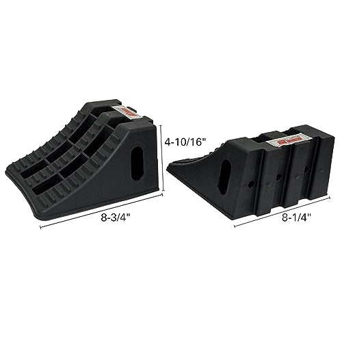 Extreme Max 5800.5852 Heavy-Duty Interlocking Wheel Chock for Tandem Axle Trailers and RVs - 9.2" x 8.2" x 4.7", Pair