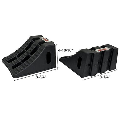 Extreme Max 5800.5852 Heavy-Duty Interlocking Wheel Chock for Tandem Axle Trailers and RVs - 9.2" x 8.2" x 4.7", Pair