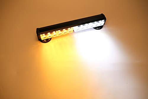 Wireless Amber White Magnetic Strobe Light Bar for Trucks | Rechargebale 12 LEDs,2 Flash Modes,Built-in Battery 4-20H Runtime,IP67 Waterproof,8 Magnets,12V Universal For Vehicles