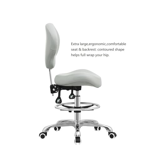 Kaleurrier Office Drafting Chairs with Backs,Adjustable Height | Ergonomic,Heavy Duty,Tall Office Chairs for Art Studio Standing Desk Kitchen Garage Shop Massage Lab Dental Hair Salon Guitar - color: Grey