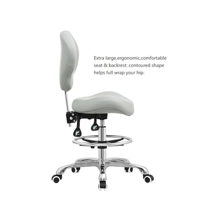 Kaleurrier Office Drafting Chairs with Backs,Adjustable Height | Ergonomic,Heavy Duty,Tall Office Chairs for Art Studio Standing Desk Kitchen Garage Shop Massage Lab Dental Hair Salon Guitar - color: Grey