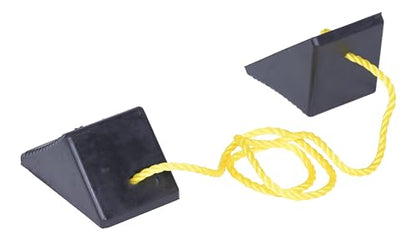 Vestil RWC-2-PR Molded Rubber Wheel Chock with Rope 8 In. x 56 In. x 4 In. Black