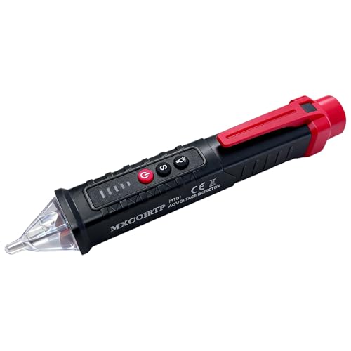 MXCOIRTP Voltage Tester, Non-Contact Voltage Detector, Electrical Tester, 3 Ranges AC 12V/48V/70V-1000V, Live/Null Wire Tester with Buzzer Alarm and Flashlight, Wire Breakpoint Finder - Black - color: Black