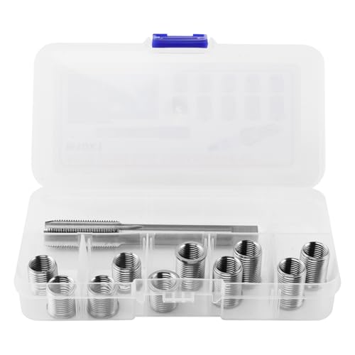 Spark Plug Thread Repair kit, M10x1.0 Bolt M12x1.0 Tap Stainless Steel Repair kit for Automotive Engine Cylinder Head Rethreaded Kit Repairs Tools(Color:Silver) - color: silver