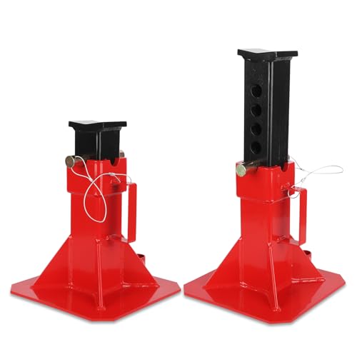 12-Ton Heavy-Duty Jack Stands Pair, Pin-Type Locking Post & Wide Base Stands, Adjustable 11"-18" for Trucks, SUVs & Auto Repair,24000 lb Capacity, Red