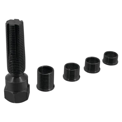 Performance Tool W83164 14 mm Spark Plug Thread Repair Tool Kit | Automotive spark plug hole rethreader. Includes 3/8, 7/16, 1/2, and 3/4 inch inserts. Heat treated alloy steel tap - style: 14mm Spark Plug Rethread Kit