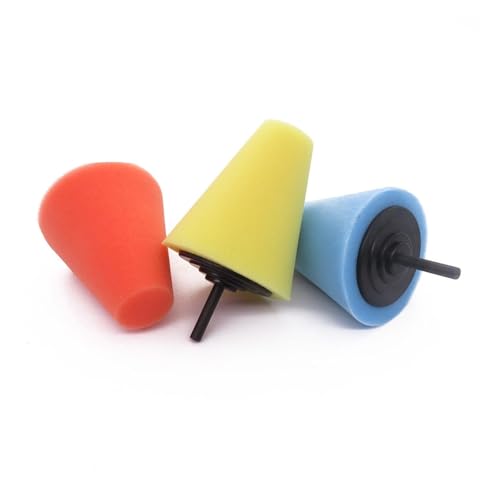 Car Polishing Pad Buffing Foam Sponge Pad Cone Polisher Buffer Pad Automotive Waxing Kit for Car Wheel Hub Headlight Polishing - color: 3pc-1
