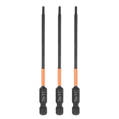 HARFINGTON 3pcs T7 Torx Head Screwdriver Bit 4" (100mm) Long 1/4" Hex Shank Magnetic No Hole Tamper Proof 6 Point Star Screw Driver Drill Bits Phosphate S2 Steel Industrial Power Tools - size: T7 x 100mm