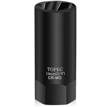 Topec 19MM Deep Lug Nut Extractor Socket - 1/2" Drive Stripped Bolt Nut Remover - size: 19mm