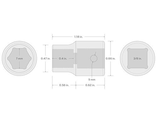 TEKTON 3/8 Inch Drive x 7 mm Shallow 6-Point Impact Socket | SID12107 - size: 7 mm, style: Shallow