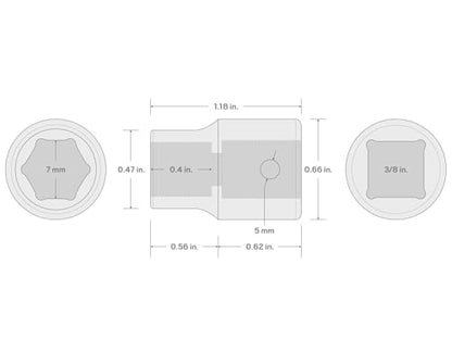 TEKTON 3/8 Inch Drive x 7 mm Shallow 6-Point Impact Socket | SID12107 - size: 7 mm, style: Shallow