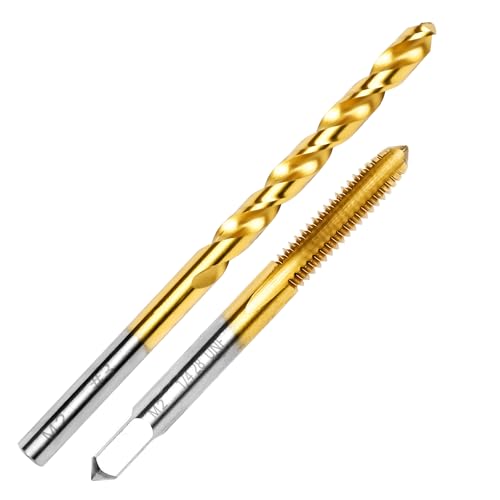 1/4"-28 UNF Tap and #3 Drill Bit Kit for Metal,M2 HSS Drill and Tap Set | Combination of Drill and Tap Kit for Metal - size: 1/4"-28 UNF Tap - #3 Drill