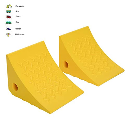 Wheel Chocks, Rubber Wheel Chock with Curved, Durable, Non-Slip, Solid Trailer Wheel Chocks for Boat Trailers, RV, Truck, Camper, 30000lbs (Yellow) - color: YELLOW