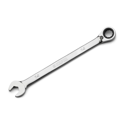 Capri Tools 14 mm 120-Tooth Ultra-Smooth Reversible Ratcheting Combination Wrench, XL Long Series, Metric, 12-Point - size: 14 mm