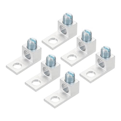 MECCANIXITY 6 Pcs Mechanical Lug, 6 AWG TA-2 1B6U Aluminum Alloy Terminal Lug High Strength Terminal 600V 5/16-24 Screws Straight Studs for Breaker Panels Load Centers - size: 6 AWG TA-2 1B6U