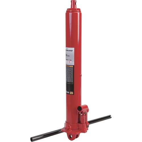 Strongway 3-Ton Long Ram Hydraulic Jack, Single Piston, Clevis Base | Controlled lifting, Stable support, Shop and garage use, Easy positioning, Durable construction, Easy setup