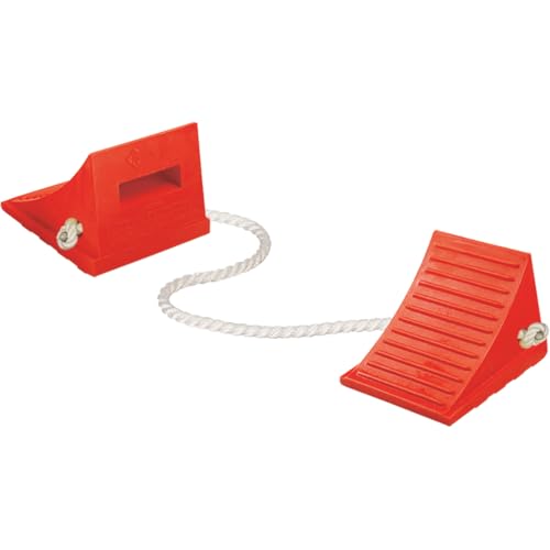 Checkers Roped Pair of Large Wheel Chocks for 27-35" Tires | Heavy Duty Wheel Chock for Semi Trucks, Utility, Tractor Trailer, 30k lb Load Capacity, Made in The USA, Polyurethane, - style: Roped Pair
