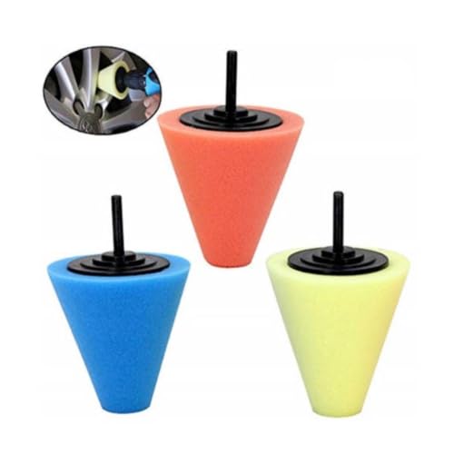 3/6PCS Car Wheel Polishing Sponge Cone Ball Kit for Electric Drill | Foam buffing pads for car wheel hub and rim polishing. Fits standard drill(6PCS) - color: 6pcs