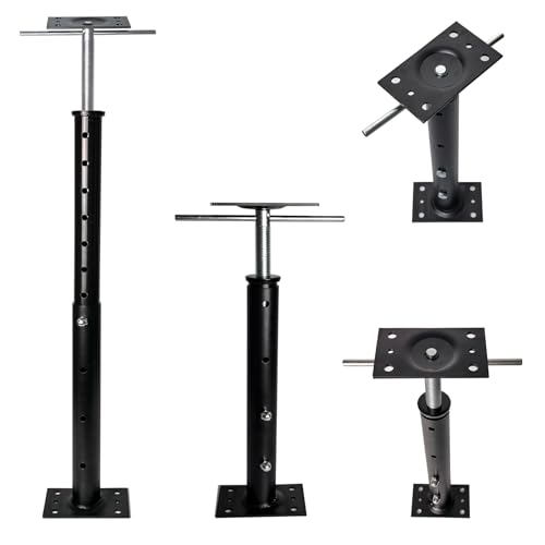 House Jacks for Leveling, Adjustable Jack Post 19" -38" Basement Floor Jack, Screw Floor Jack Post Supports Stabilizer Jacks for House Foundation, Stairs, Porches, Roof Beams - color: Oxide Black, size: 19-38 inches / 1 Pack