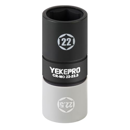 1/2" Drive Flip Lug Nut Socket 22mm x 22.5mm, Double Ended Thin Wall Impact Flip Socket for Lug Nut Removal, Dual Size Wheel Nut Socket Tool, 1Pc - size: 22mm x 22.5mm, 1pcs