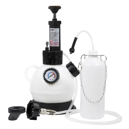 SMOTIVEPRO 2L Manual Brake Bleeder Fluid Pump, One Man Professional Brake Bleeder Kit Suitable for Most European Brake Mast Cylinder Reservoirs - size: with 45MM adapter(for most European models)