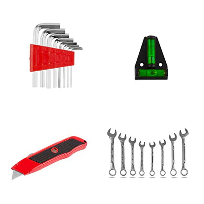 TLGREEN 95-Piece Car Tool Kit with Storage Case, Red | Marine Tool Kit with Wrench, Pliers, Sockets And Bits; Organized Repairs for Boats, Vehicles And Household Maintenance - color: Red