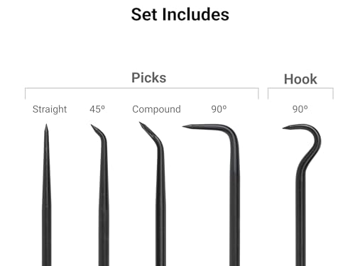 TEKTON Pointed Pick and Hook Set (5-Piece) | PNH90102 | Made in USA - style: Pick and Hook Set (5-Piece)