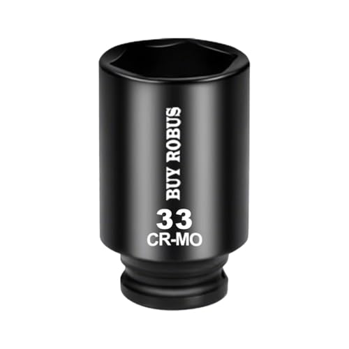 33mm Socket 1/2" Drive Deep Impact Metric Socket, 6 Point CR-MO for Easy Removal of Axle Nut - size: 33mm socket