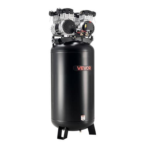 VEVOR 60 Gallons Heavy-Duty Air Compressor, 4HP 10SCFM at 90PSI Air Compressors with Max 125PSI Pressure, Oil-Free Compressor Tank for Industrial Manufacturing, Large Workshops (230V 60Hz, No-Plug) - size: 60-Gallon