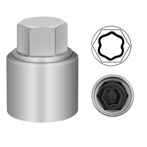58 Wheel Locking Nut Key for BMW, Socket Adapter (OD 27mm-ID 25mm) | Wheel Lock Nut Socket Adapter, Anti-Theft Lug Nut Removal Tool, Anti-Theft Screw Remover, Repair Tool, Tyre Fitting, garage - color: Socket 058
