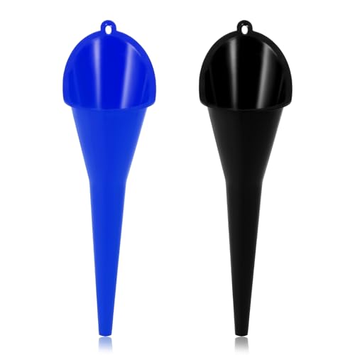 2 PCS Oil Funnel, Multi-Purpose Plastic Long Neck Oil Funnel, Automotive Use Funnels for Filling Oils Lubricants Water Diesel, Kitchen Funnels for Filling Bottles Jars (Blue+Black) - color: Blue+Black, 2 PCS