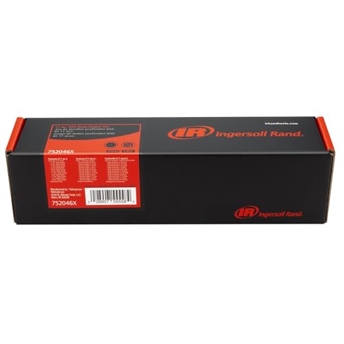Ingersoll Rand 11 Pc. 1/4" Drive Deep Socket Set, SAE 6-Point, Chrome Vanadium Steel, 5/32"–9/16" with Storage Tray – 752046X - size: 1/4 in. Drive Deep Socket Set, style: SAE