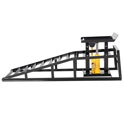 2 Pack Hydraulic Car Ramps with Pedal Auto Car Truck Service Ramps Lifts Low Profile Car Lift Service Ramps Truck Trailer Garage,Height Hydraulic Vehicle Ramps 5 T 10000 LBS (Black) - color: Black