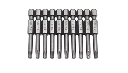 TEMO 10 pc T20 Torx Star Head Screwdriver Bit Set, S2 Steel 6 Point T-20 Reduced Round Shaft Screwdriver Insert Bits Hex Shank - size: T20 Round
