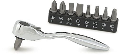 Titan 11205 3-1/2-Inch Offset Micro Ratcheting Bit Driver and Bit Set - style: Offset Bit Driver w Bits