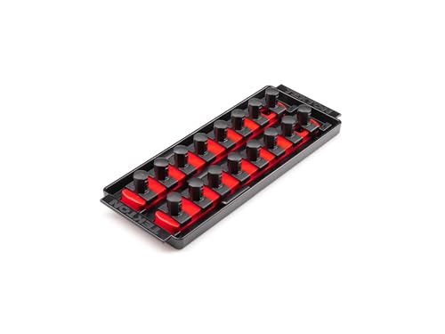 TEKTON 1/2 Inch Drive 2-Rail Socket Organizer Set, Red (16-Tool) | OST21116 | Made in USA - color: Red, size: (16-Tool), style: 2-Rail