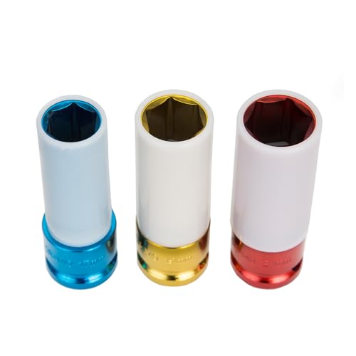 OEMTOOLS 25583 3 Piece 1/2" Drive Wheel Protector Impact Socket Set, Extra Thin Wall Socket Set, Keeps Lug Nuts and Wheels Protected, CR-MO Metric Socket Set - size: 3 Piece Set (17mm, 19mm, 21mm)
