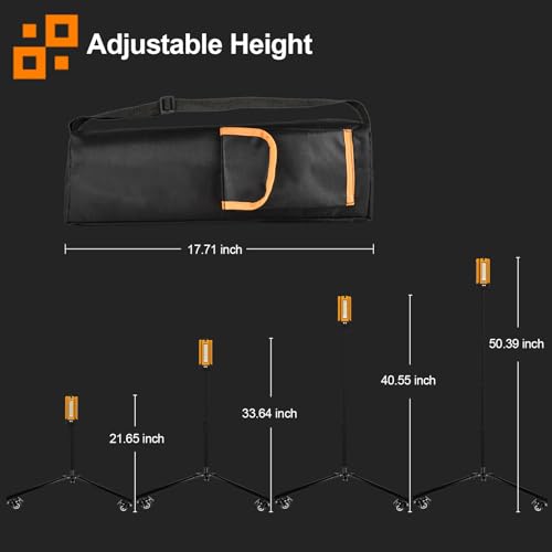 13200mAh Rechargeable Solar Work Light with Folding Stand and Carrying Bag, AODOO 8000 Lumen Stepless Dimmable , White/Warm/Nature White/RED(SOS) with Detachable Tripod (Orange(Tripod with Pulley)) - color: Orange(Tripod with pulley)