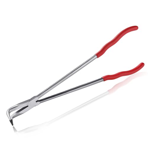 SPEEDWOX 15-Inch 90 Degree Needle Nose Pliers - Extra Long, Carbon Steel, Red, Ergonomic Grip - style: 90 Degree